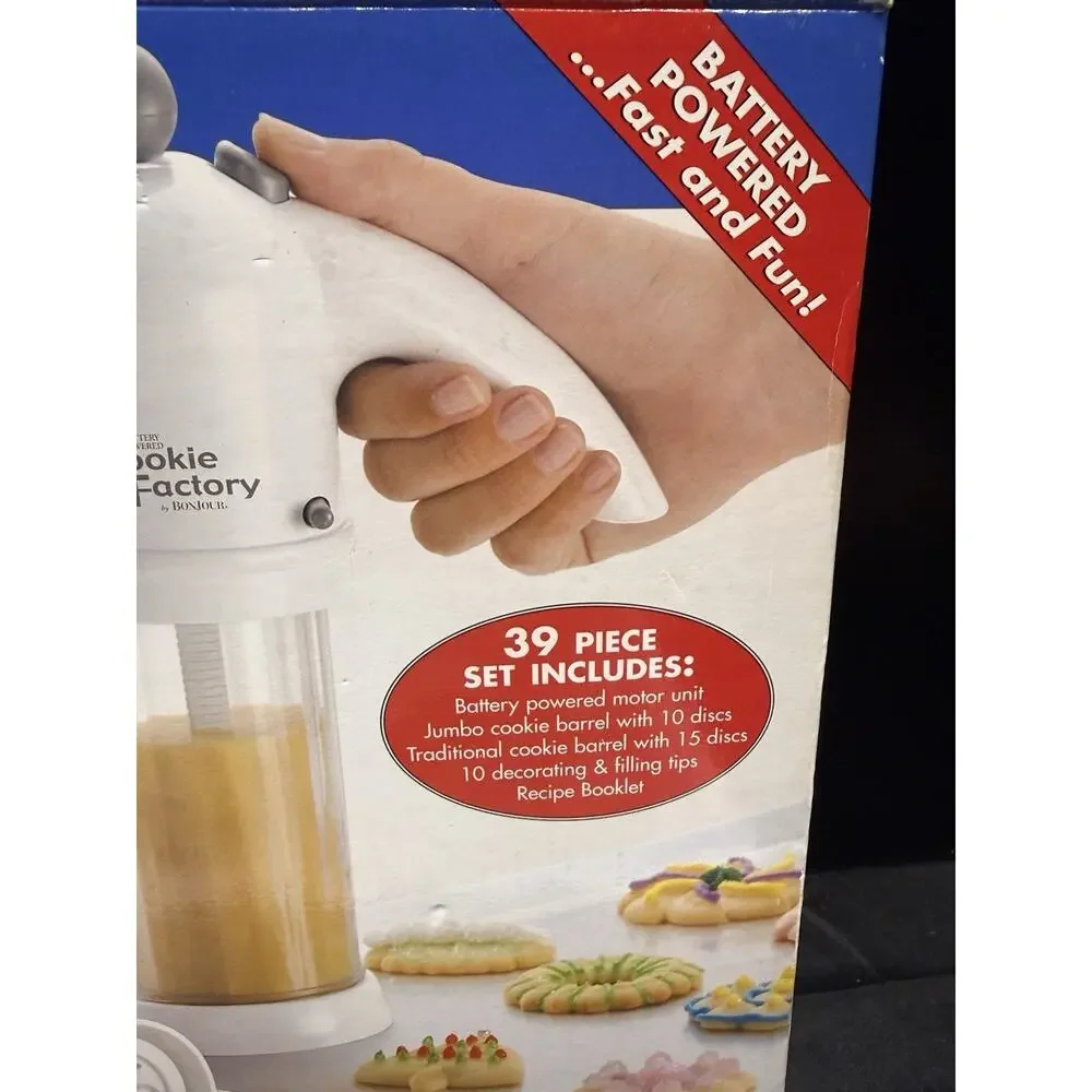 Bonjour Cookie Factory Battery Operated decorating kit 39 piece set cookie gun